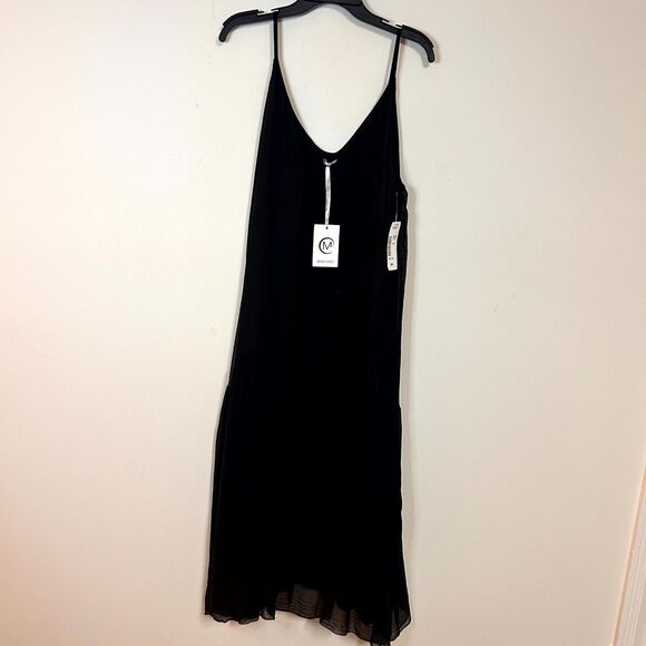 Dresses & Skirts - Myastreet Dress Women One Size Black Silk Blend Ruffle Hem Sleeveless Preppy NWT